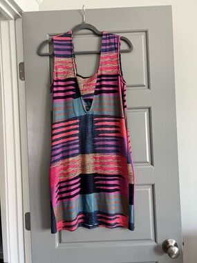 Mara Hoffman Multicolor Patterned Knit Tank Dress - Pink, Blue & Orange